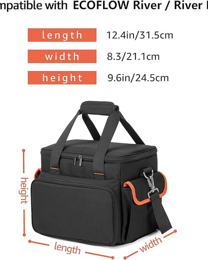Trunab Carrying Case Compatible with ECOFLOW River/River 2/River Pro, Storage Bag with Waterproof Bottom and Front Pockets for Charging Cable and Accessories