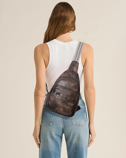 7L Sling Bag for Women Men Vegan Leather Crossbody Bags Fanny Pack Purse Backpack Over Shoulder Bag Travel Anti Theft