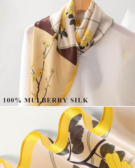 100% Mulberry Silk Scarf for Women Hair Lightweight Square Neckerchief Wrap For Head Scarves 21"