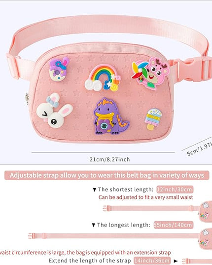 Cute Diy Pink Waist Fanny Pack for Girls, Crossbody Bag Purse Belt Bag,Dance Recital Birthday Gifts for 3 4 5 6 7 8 9 10 11 12 Year Old Kids.(916Pink)