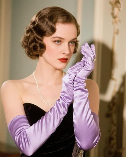 THARAHT Women Long Gloves with Satin Elbow Length for 1920s Opera Tea Party Costumes Bridal Evening Dress