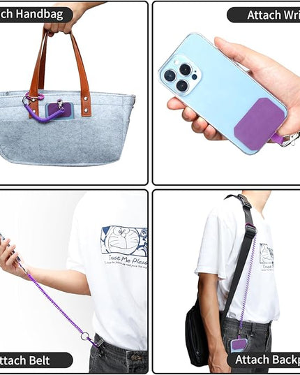 Phone Tether Lanyard Anti Theft Phone Strap with Carabiner Anti-drop Outdoor Skiing Hiking Cycling fishing Climbing fit iPhone and Most Cell Phone (Black+Purple)