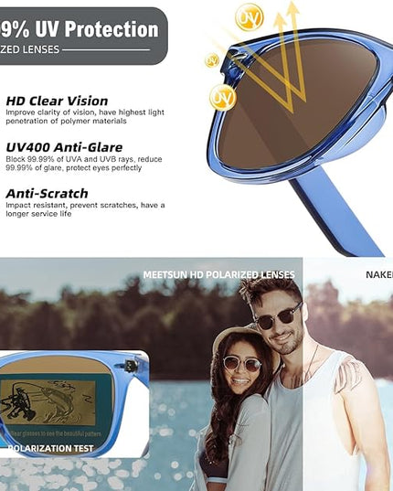 MEETSUN Polarized Sunglasses for Women Men Classic Retro Square Frame Driving Sun Glasses UV Protection