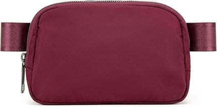 YOSHUYUKI Waist Belt Bag for Women Lulu Dupes Mini Small Crossbody Purse Sling Bag Cute Fashion Waterproof Fanny Pack Over The Shoulder Bags Fashionable Travel Running Belt Pouch Bum Bag Red Merlot