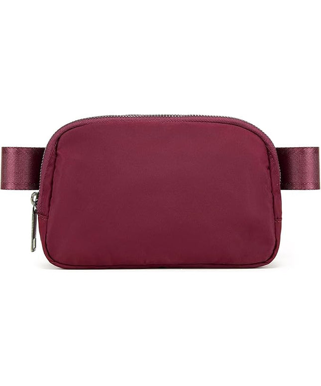 YOSHUYUKI Waist Belt Bag for Women Lulu Dupes Mini Small Crossbody Purse Sling Bag Cute Fashion Waterproof Fanny Pack Over The Shoulder Bags Fashionable Travel Running Belt Pouch Bum Bag Red Merlot