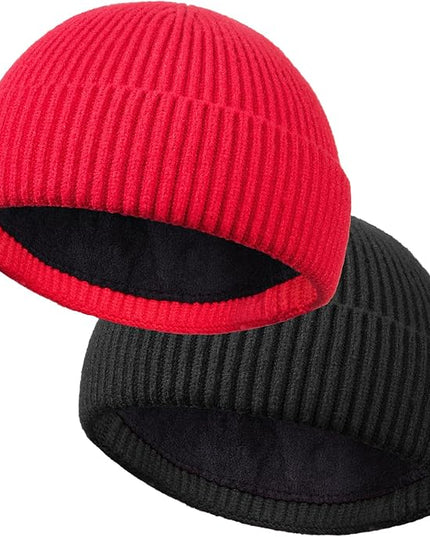 ROYBENS Wool Fisherman Beanie for Men Women, Knit Cuffed Fleece Lined Beanies Winter Warm Hat Skull Cap Unisex
