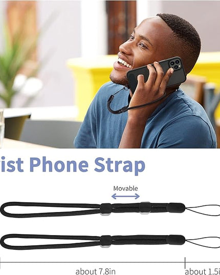CACOE Cell Phone Lanyard 2 Pcs-1 Pcs Adjustable Neck Strap,1 Pcs Wrist Strap, 2 Pcs Pads, Universal Crossbody, Multifuctional Compatible with Most Smartphones(Black)