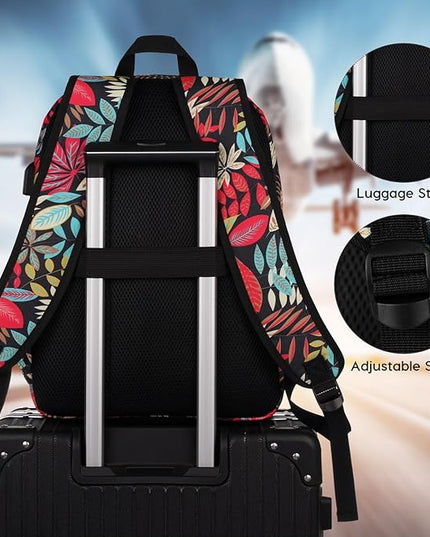 YAMTION Laptop Backpack Women,School Backpack Printing with USB Port for College Work Business Travel
