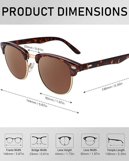 GQUEEN Classic Horn Rimmed Semi Rimless Polarized Sunglasses for Men Women GQO6