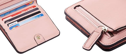 Toughergun Women’s Small Slim Leather Wallet with RFID Protection, Compact Bifold Mini Purse with Clear ID Window