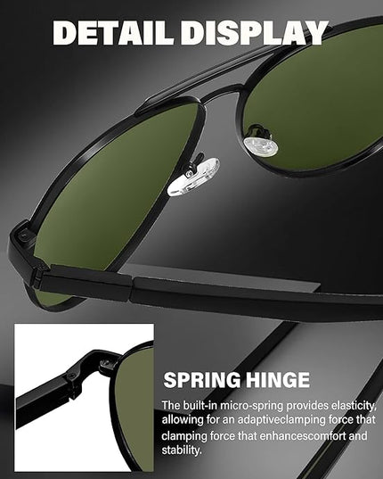 Joopin Polarized Metal Aviation Sunglasses Men, Classic Military Sun Glasses Women, Rectangle Shades UV400 Protection Costume