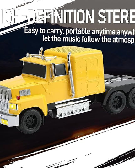 American Truck Bluetooth Speaker with HD Sound, TWS Pairing, LED Party Light, Operation Panel, Built-in Mic, Portable Car Model Speaker for Parties, Beach, Outdoor Activities (Yellow)