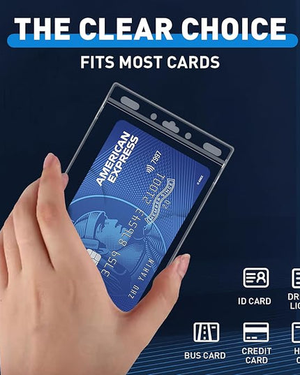 Plastic Vertical Card Holders (4 x 6 Inch, Clear, 100 Pack) - Passport, ID, Name Tag & Topload Name Badge Holders, No Zipper