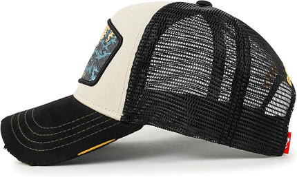 ililily Premium Howels Embroidery Vintage Baseball Cap Distressed Trucker Hat