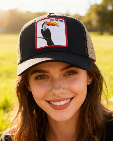 Classic Unisex Various Animal Series Embroidery Farm Adjustable Mesh Snapback Trucker Hat