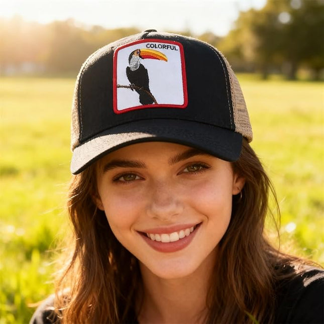Classic Unisex Various Animal Series Embroidery Farm Adjustable Mesh Snapback Trucker Hat