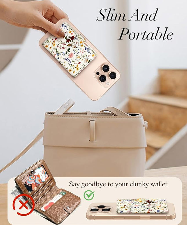 Shorogyt for Magnetic Phone Wallet Compatible with Magsafe Card Holder -Cute Luxury Slim Leather Mag Wallets for Women Fit 4 Cards,for iPhone 17/16/15/14/13/12 Series for Apple RFID Magnet, Retro