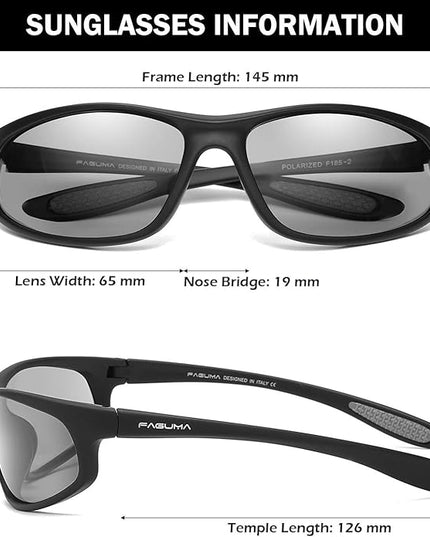 FAGUMA Polarized Sports Sunglasses For Men Cycling Driving Fishing UV400 Protection