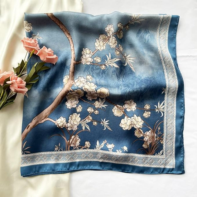 Julunar Silk Like Head Scarf for Women - Satin Large Hair Scarves - 35" Square Silk Hair Wrap for Sleeping with Gift Packed