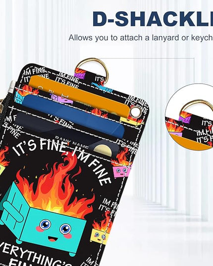 Slim Wallet Credit Card Holder, Small Stove, RFID Wallet Women Cute Small Front Pocket Wallet With Zipper, PU Leather Thin travel RFID Blocking Card Case ID Window,Ladies Gifts