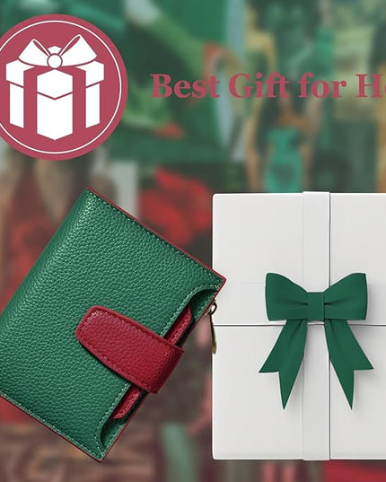 Airkit Small Wallet Women RFID Blocking Soft Leather Bifold Compact Card Holder Wallet for Women with Zipper Coin Pocket 4 ID Window