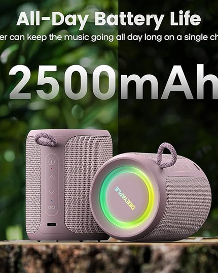 Bluetooth Speaker Wireless,IP67 Waterproof & Dustproof Portable Speaker with Lights,15W Loud Stereo Sound, 2500mAh Battery All Day Playtime, TWS Pairing, BT5.3, Home/Party/Outdoor/Beach (Dusty Pink)