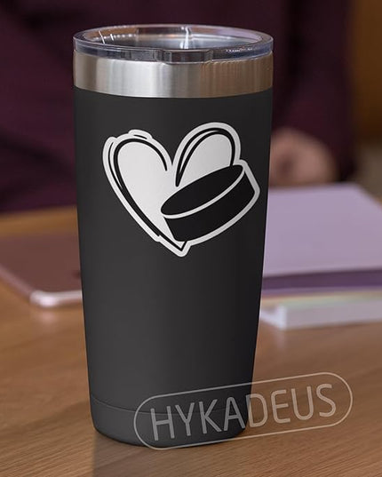 (3Pcs) Ice Hockey Heart Stickers Waterproof Vinyl Ice Hockey Puck Decals for Water Bottle, Tumbler, Laptop, Phone Case, Scrapbooking, Team Players, Coach, 3" x 2.8"