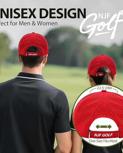 NJF Golf™ Hat Men - Breathable Mens Golf Hats, Adjustable Rope Snapback Cap, Convenient Cap with Tee Holder
