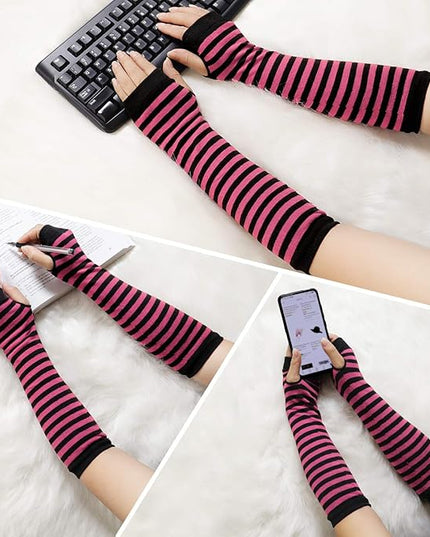 Bienvenu Punk Gothic Rock Long Arm Warmer Fingerless Gloves