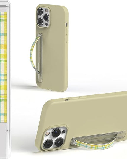 SleekStrip SleekGrip-Essential Ultra Thin Phone Grip Stand,Slim Metal Finger Loop Ring Hand Holder Strap Cell Phone Grips for iPhone 16 Pro Max,17 Air,Android,Case Back - Frosted x Lime Plaid