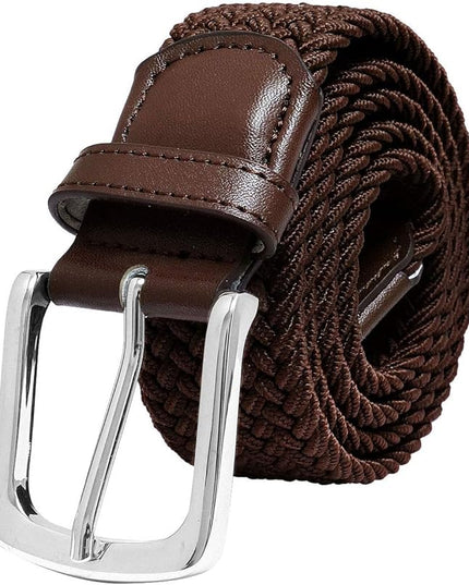 Falari Men Women Multicolored Elastic Stretch Braided Belt Canvas Fabric Woven No Holes Belt