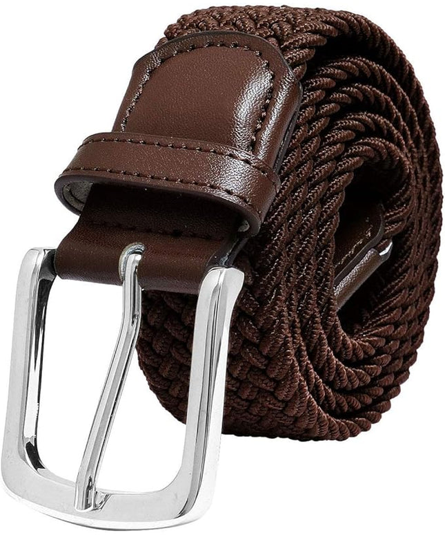 Falari Men Women Multicolored Elastic Stretch Braided Belt Canvas Fabric Woven No Holes Belt