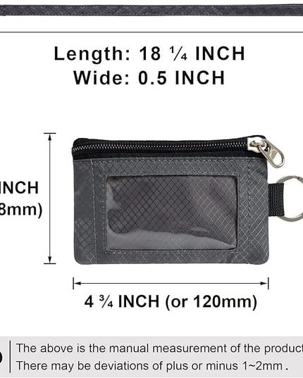 Minimalist RFID Blocking Small Wallet with ID Window,WaterResistant Zip Id Case Wallet with Lanyard Keychain for Cards,Cash,Travel,Women,Men