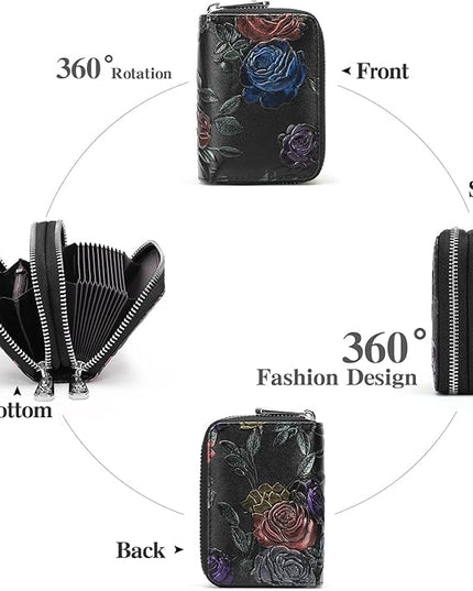 GOIACII Small Genuine Leather Wallet for Women, RFID Blocking Credit Card Holder Wallet