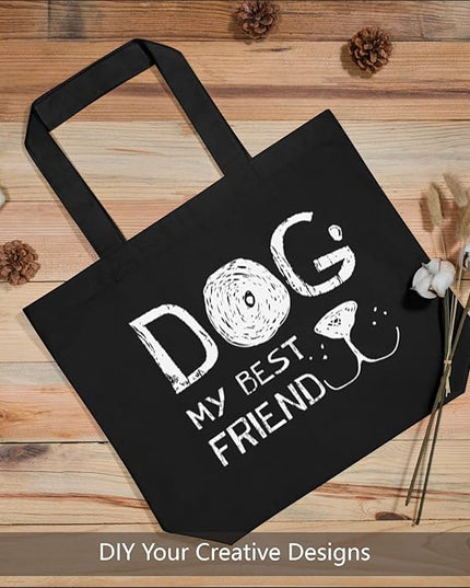 TOPDesign 12-Pack Super Strong Large 12oz Cotton Canvas Tote Bags, Reusable Grocery Shopping Cloth Bags, Fashionable Two-Tone Totes for Crafts, DIY Your Creative Designs