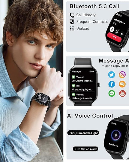 Smart Watch for iOS and Android Phones,2025 HD 2.01" Screen Smart Watches for Women Men,1ATM Waterproof,112+ Sports Modes Fitness Activity Tracker,Heart Rate Sleep Monitor Steps Calories Counter,Black
