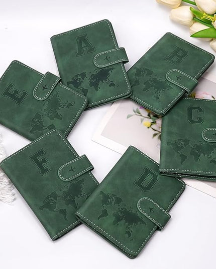Personalized M Passport Holder Cover Initial Letter Travel Wallet RFID Blocking Passport Cover Credit Card Holder Case Passport Book Holders for Women and Men, Pine Green-M