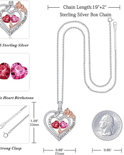Iefil Christmas Gifts for Wife Women - 925 Sterling Silver Double Birthstone Necklace, Anniversary Birthday Gifts for Women, Jewelry Gift for Wife Girlfriend Mom Her