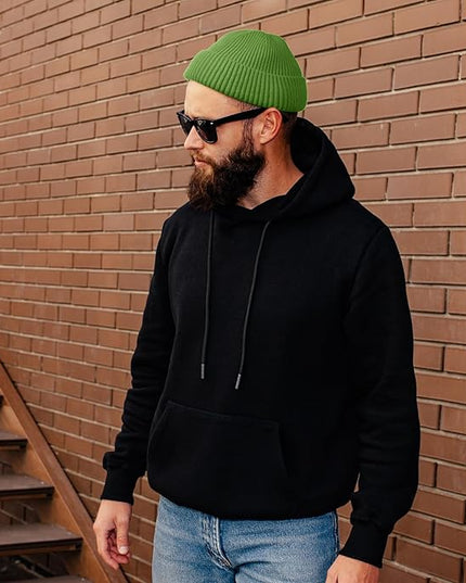 ROYBENS Swag Wool Knit Cuff Short Fisherman Beanie for Men Women, Winter Warm Hats