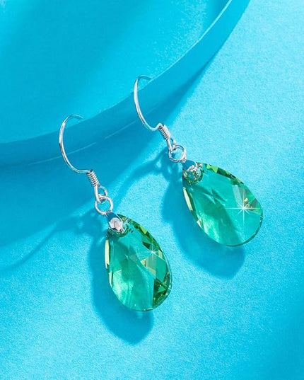Teardrop Austrian Crystal Drop Dangle Earrings for Women 925 Sterling Silver Hook Hypoallergenic Jewelry