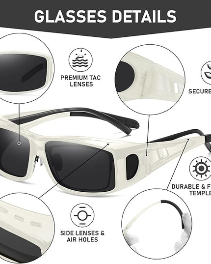 Wzerry Sunglasses Fit Over Glasses Polarized for Men Women, Wrap-Around Glasses UV400 Protection for Driving and Outdoor