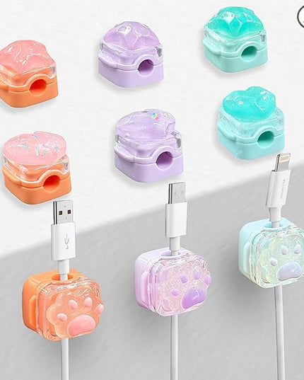 9Pack Magnetic Cable Clips for Nightstand, Adhesive Night-Glowing Cord Holder Organizer for Office Home Desk Wall Car (Star Heart Cat)