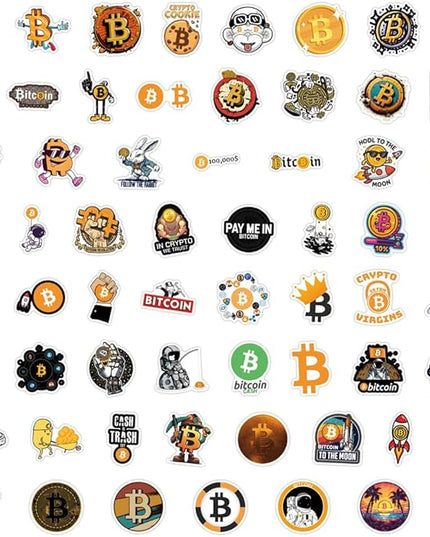 60 Pcs Bitcoin Crypto Sticker Pack Cartoon Vinyl Decals for Laptop Water Bottle Luggage Cup Phone Cryptocurrency Decal, Aesthetic Space Miner, Gift for Traders & Investors