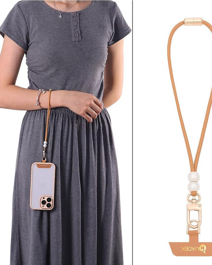 Leather cell phone lanyard Detachable Phone Chain Strap 2-in-1 Phone Charm with