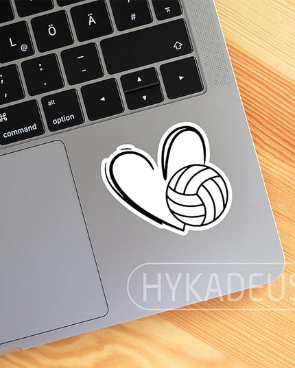 (3Pcs) Volleyball Stickers Waterproof Vinyl Volleyball Heart Decals for Water Bottle, Tumbler, Laptop, Phone Case, Poster Board, Scrapbooking, Team Players, Coach, 3" x 2.8"