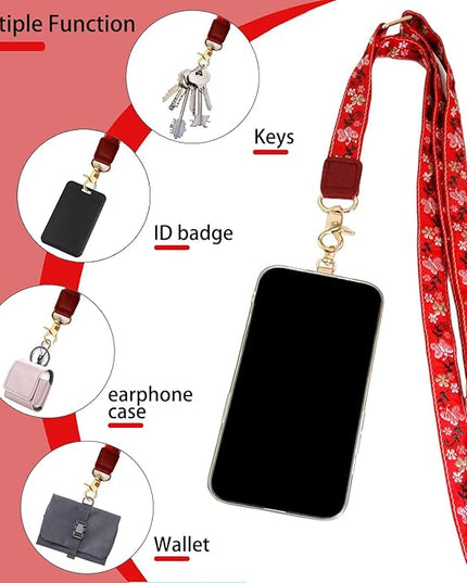 LEMEDE Phone Charm Lanyard, Gold Buckle Adjustable Crossbody and Wrist Strap with 2pcs 360-Degree Rotatable Phone Pad