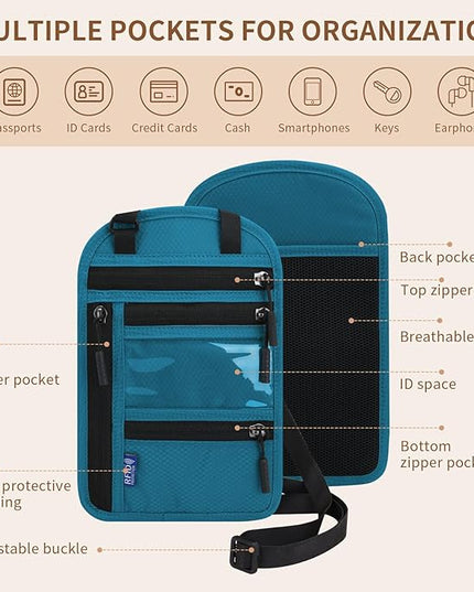 Passport Holder for Travel, RFID Travel Pouch Neck Wallet, Waterproof Passport Wallet for Women and Men, Lake Blue