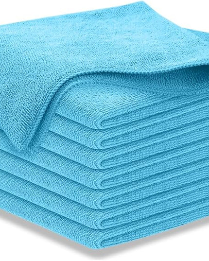 USANOOKS Microfiber Cleaning Cloth - Turq - 8Pcs (12.5x12.5 inch) High Performance - 1200 Washes, Ultra Absorbent Car Towel Traps Grime & Liquid for Streak-Free Mirror Shine - car Washing Cloth