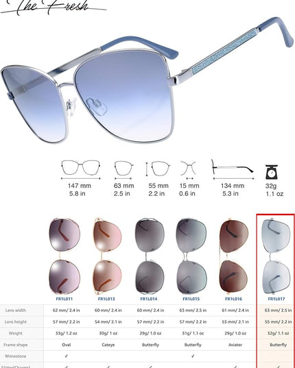 The Fresh Classic Crystal Elegant Women Beauty Design Sunglasses Gift Box