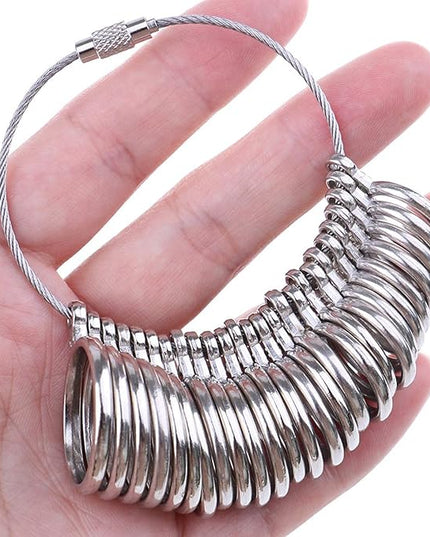 Jewelry Sizers Stainless Iron Ring Size 0-13 Finger Ring Sizing Measuring Tool Ring Sizer Gauge Set Circle Models with Reusable Ring Sizer Belt